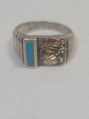 Coleman & CO. Black Hills 12k Solid Gold 925 Sterling Turquoise Ring Size 10